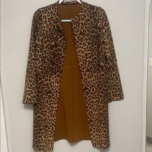 Zara Leopard Print Cape Coat - Brown and Black